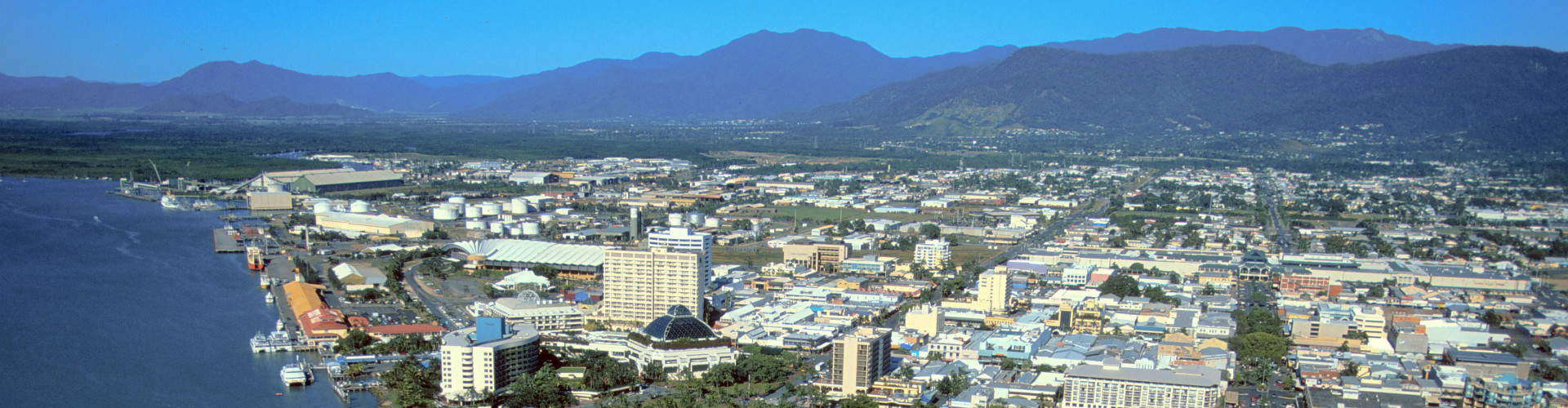 Aerial view of Cairns city in Far North Queensland.